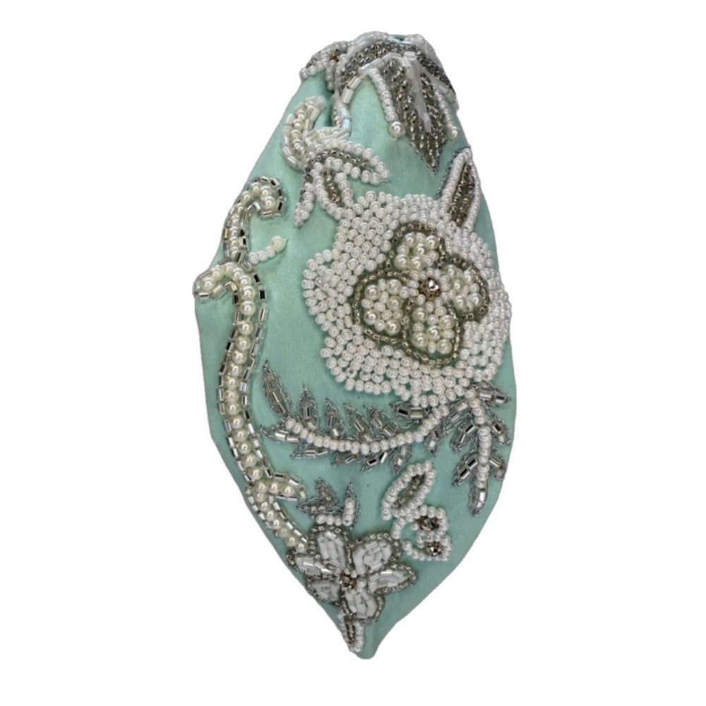 217. NEW The Moonlight Mint Flower Beaded Headband
